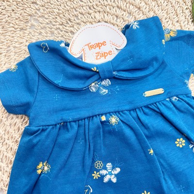 Body Vestido Floral Tropical - Azul Petróleo 